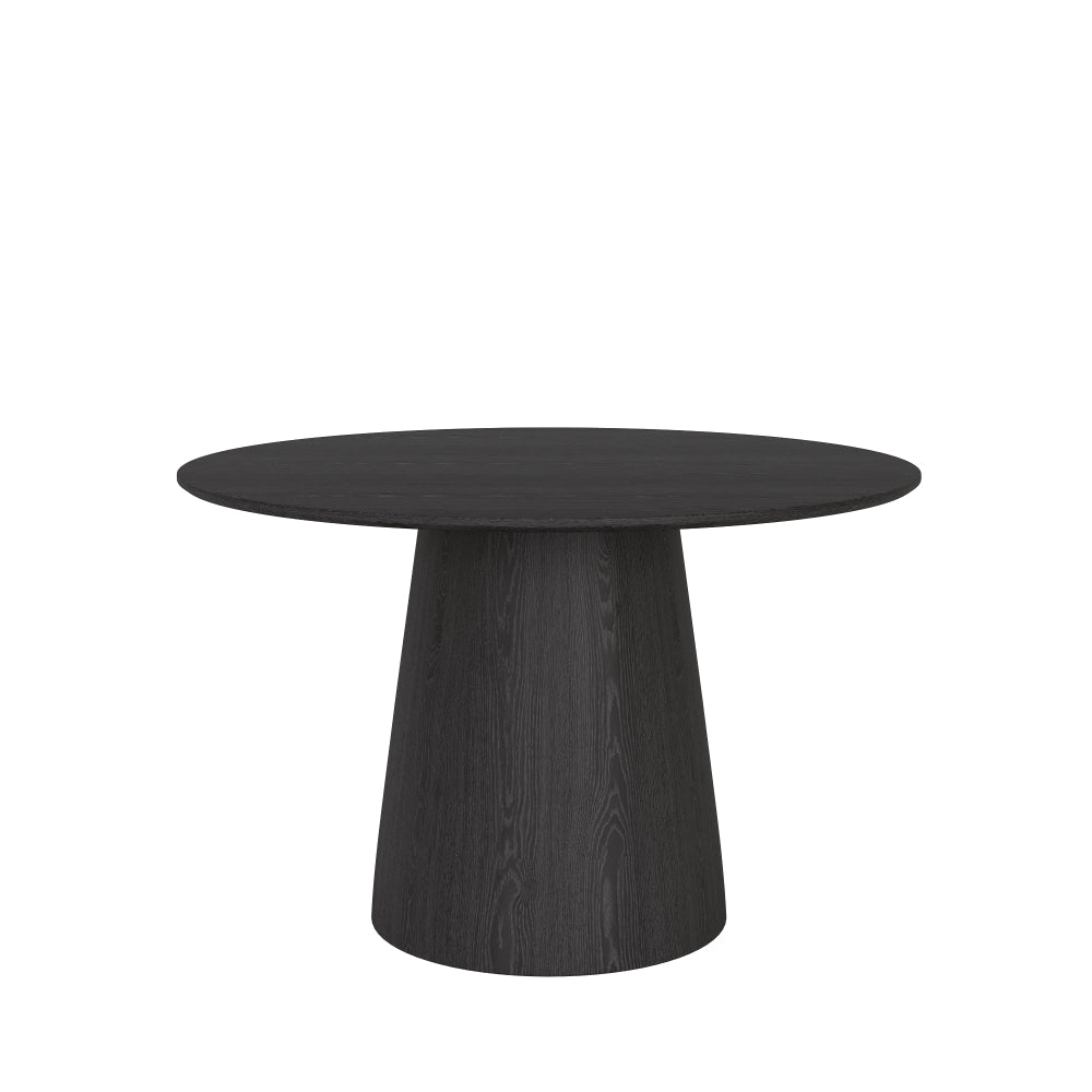 43" Round Black Wood Small Dining Table with Solid Wood Tabletop For 2-4 People