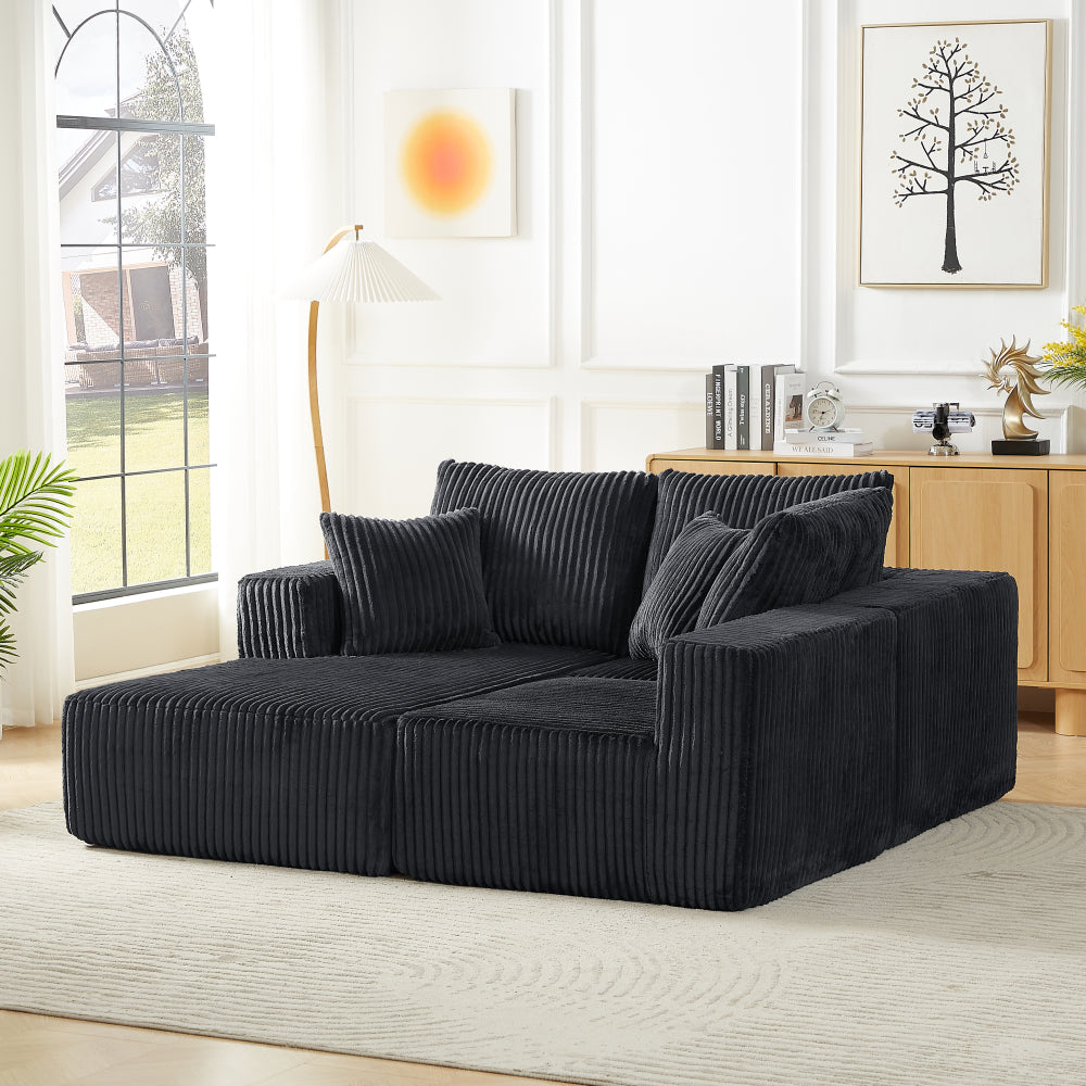 Modular Sectional Sofa, Modern Corduroy Cloud Couch with Deep Seat, Upholstered 4-Seater Sofa for Living Room, No Assembly Required