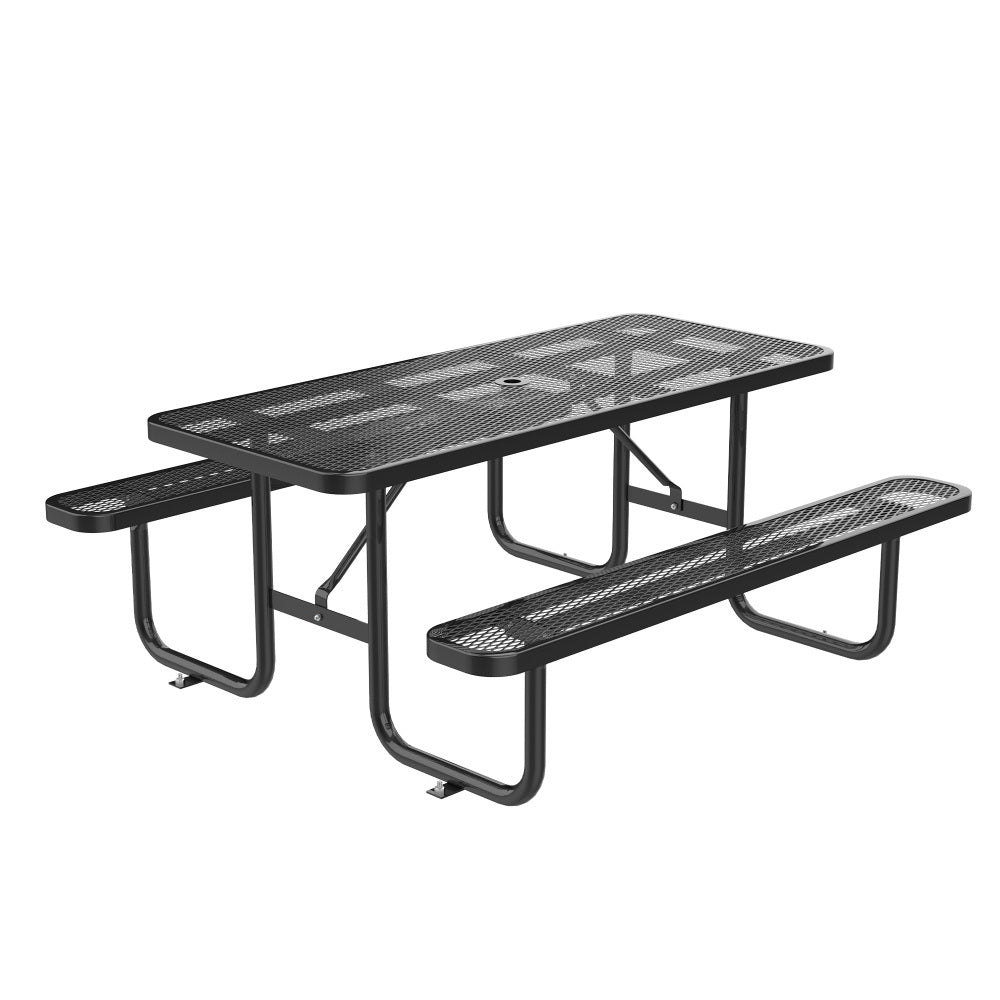 46-Inch Blue Square Picnic Table with Umbrella Hole