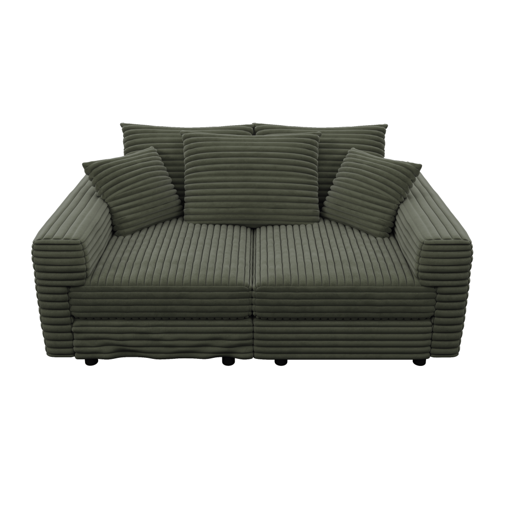 82.7 "Plush Corduroy 3-Seat Sofa,Modern Comfy Upholstered Sofa Cloud Couch,Deep Seat Couches with Soft Pillows and 1 Ottomans,Convertible Sofa Lounge Chair,Green(ETA:8.15)