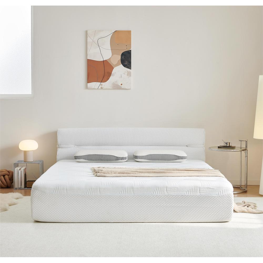 All in One Queen Mattress & Bed Frame 15 Inch Queen Size Mattresses in a Box with Cool Fabric Pressure Relief, Motion Isolation No Assembly Required for Living Room Apartment Bedroom Dormitory