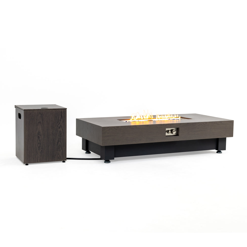 60-INCH FIRE PIT TABLE,Wood Outdoor Gas Fire Pit Table with Rain cover,Rectangular Heater for Patio, Backyard, Deck, Outdoor Modern Patio Fire Pit