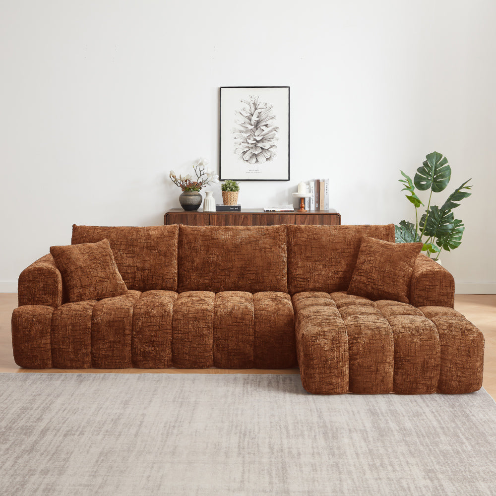 Chenille L-Shape Luxury Sectional Oversized Sofa,Mnimalist Design,Comfy Sleeper Couch for Living Room,Apartment&Reception Spaces,No Assembly Required