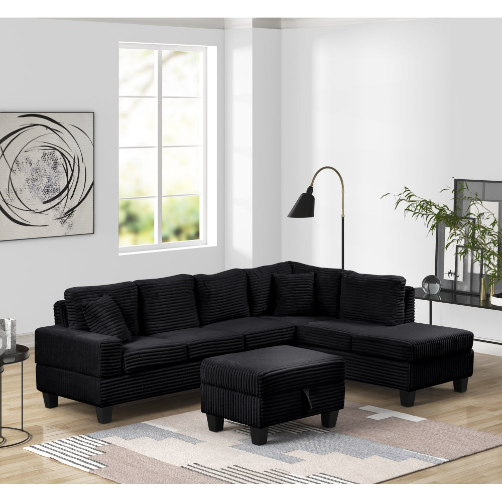 Cozy Modern Style Recliner Sectional Sofa Made With Wood in Black