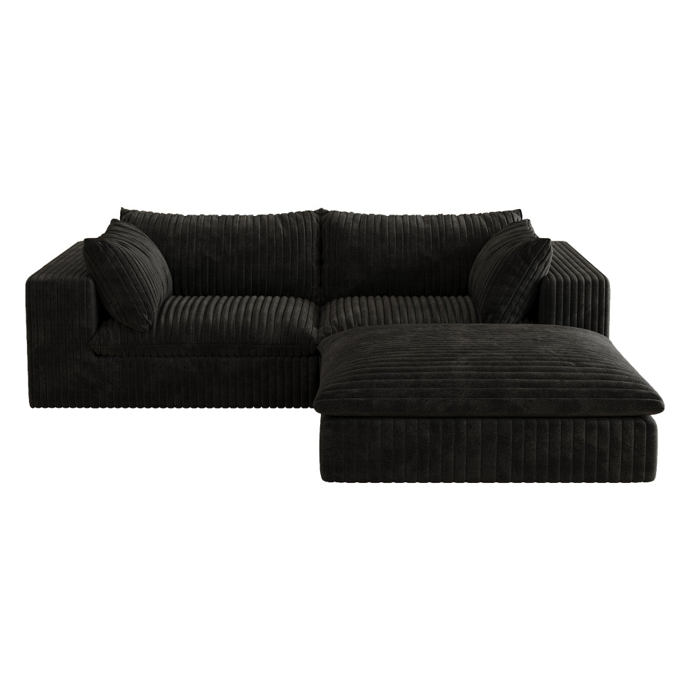 39.8" Cloud Sofa,Corduroy Fabric,Deep Seat Couches,Double-layer design,Removable Cushion,No Assembly, DIY Combination for Living room, Bedroom,Conference room ,Apartment,Black