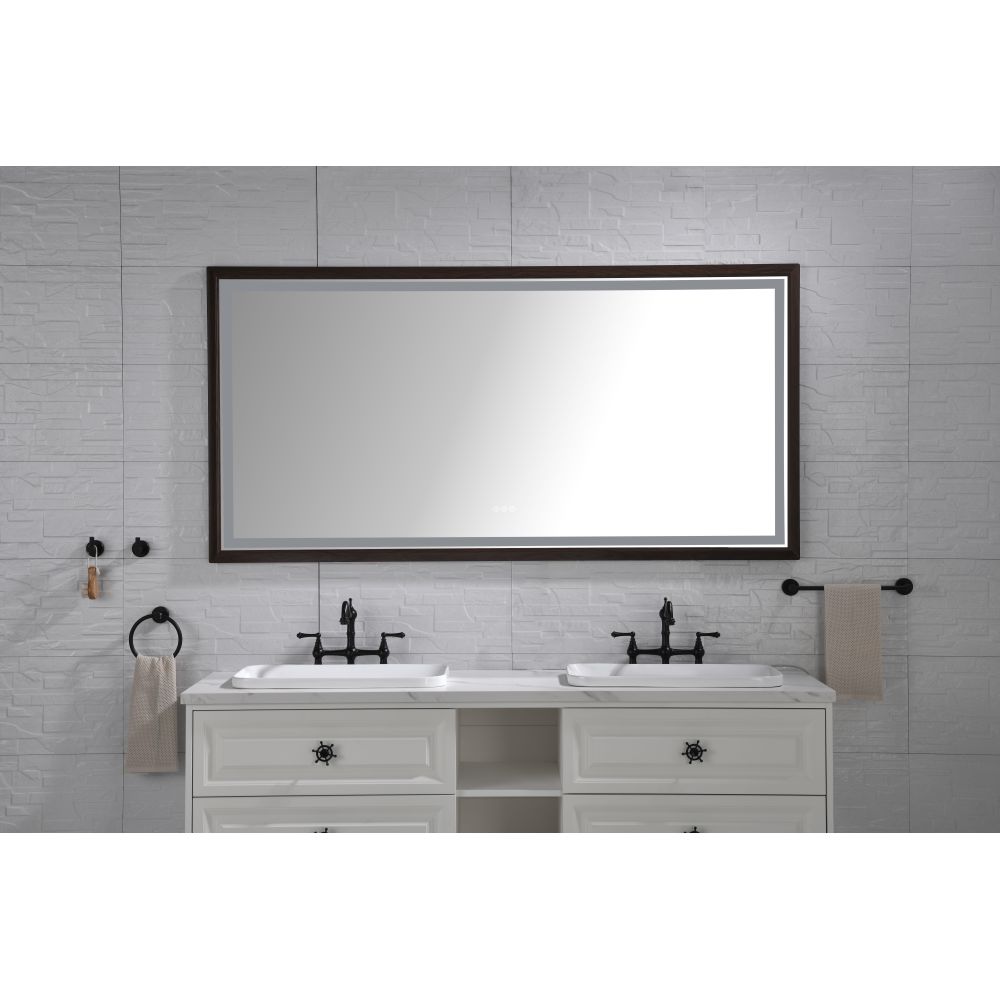 72 x 48 Inch LED Bathroom Mirror with Aluminum Frame, Wall Mounted Vanity Mirror, Anti-Fog, Memory, 3 Colors, Stepless Dimmable