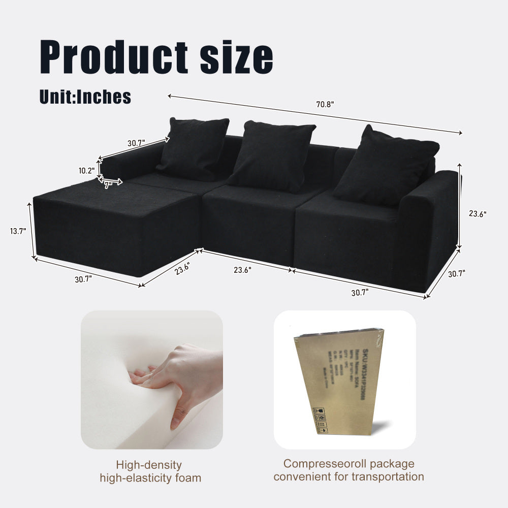 Convertible Modular Sectional Sofa Set Popular Microfiber Fabric Compression Sofa