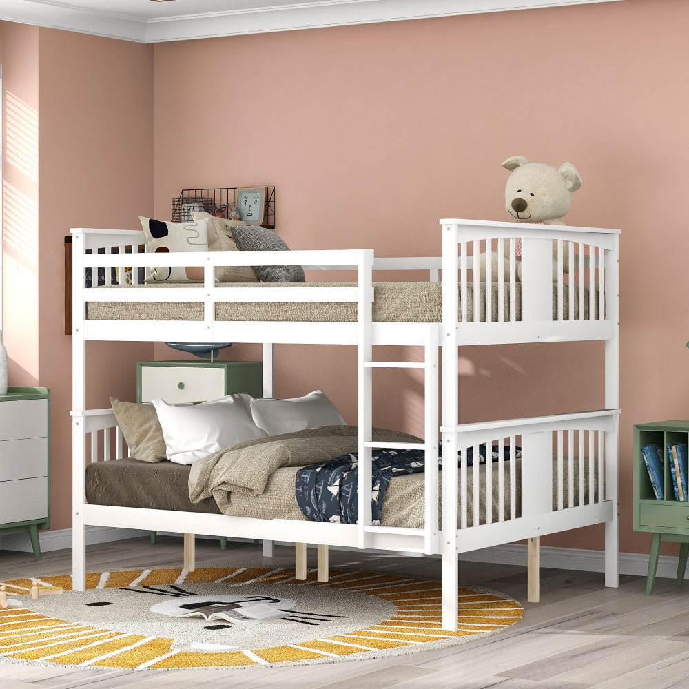 Full over Full Bunk Bed with Ladder for Bedroom, Guest Room Furniture-Gray(OLD SKU :LT000203AAE)
