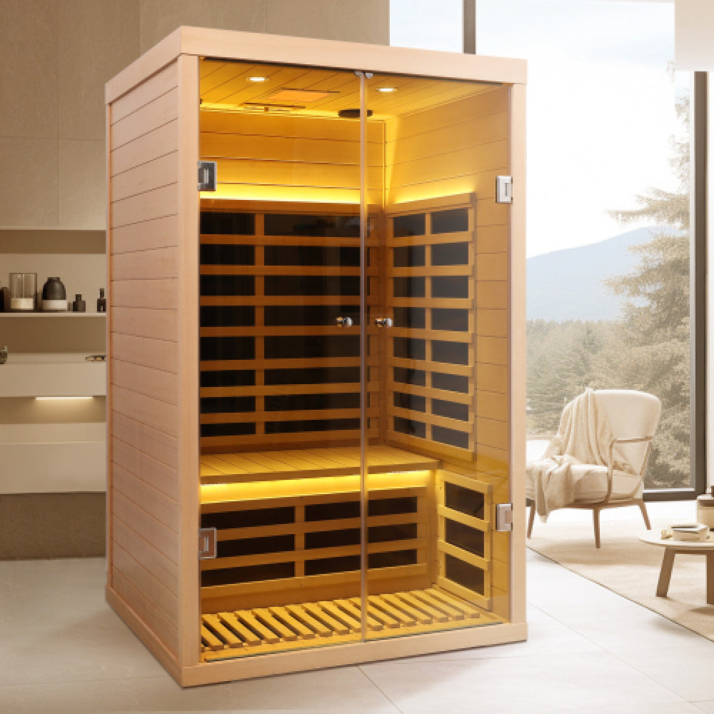 Two person hemlock sauna far-infrared sauna room