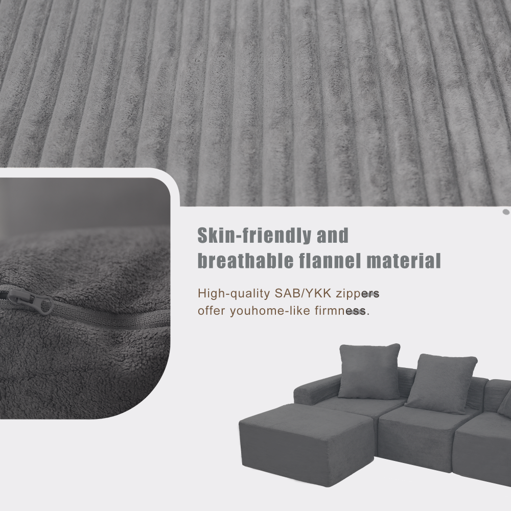 Convertible Modular Sectional Sofa Set Popular Microfiber Fabric Compression Sofa