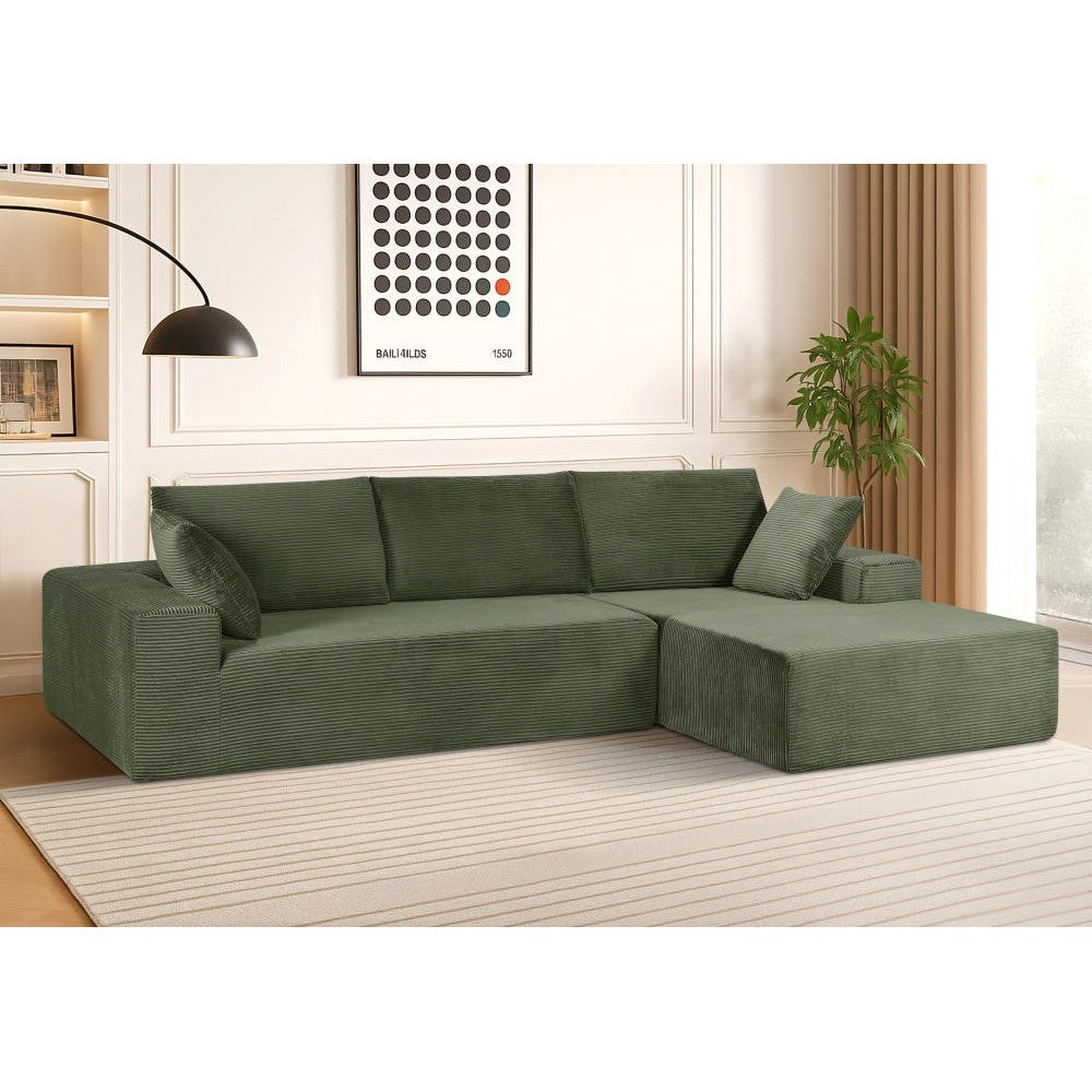CozyForm Convertible Sectional Sofa in Soft Corduroy, Modern Comfy Couch with Full Foam Cushioning, Cozy Sleeper Sectional for Living Room, Bedroom, No Assembly Required, Ivory - Right Facing