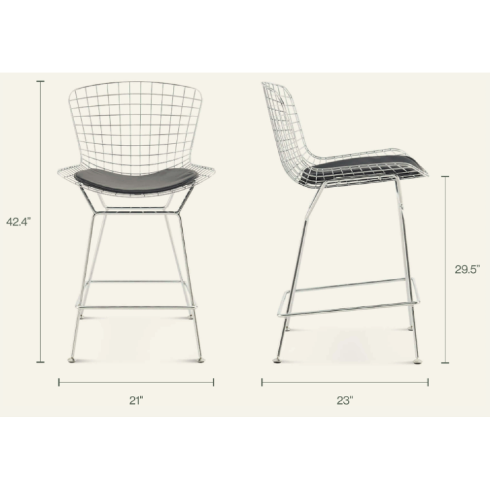 Set of Two Bertoia Bar Stools Black Frame