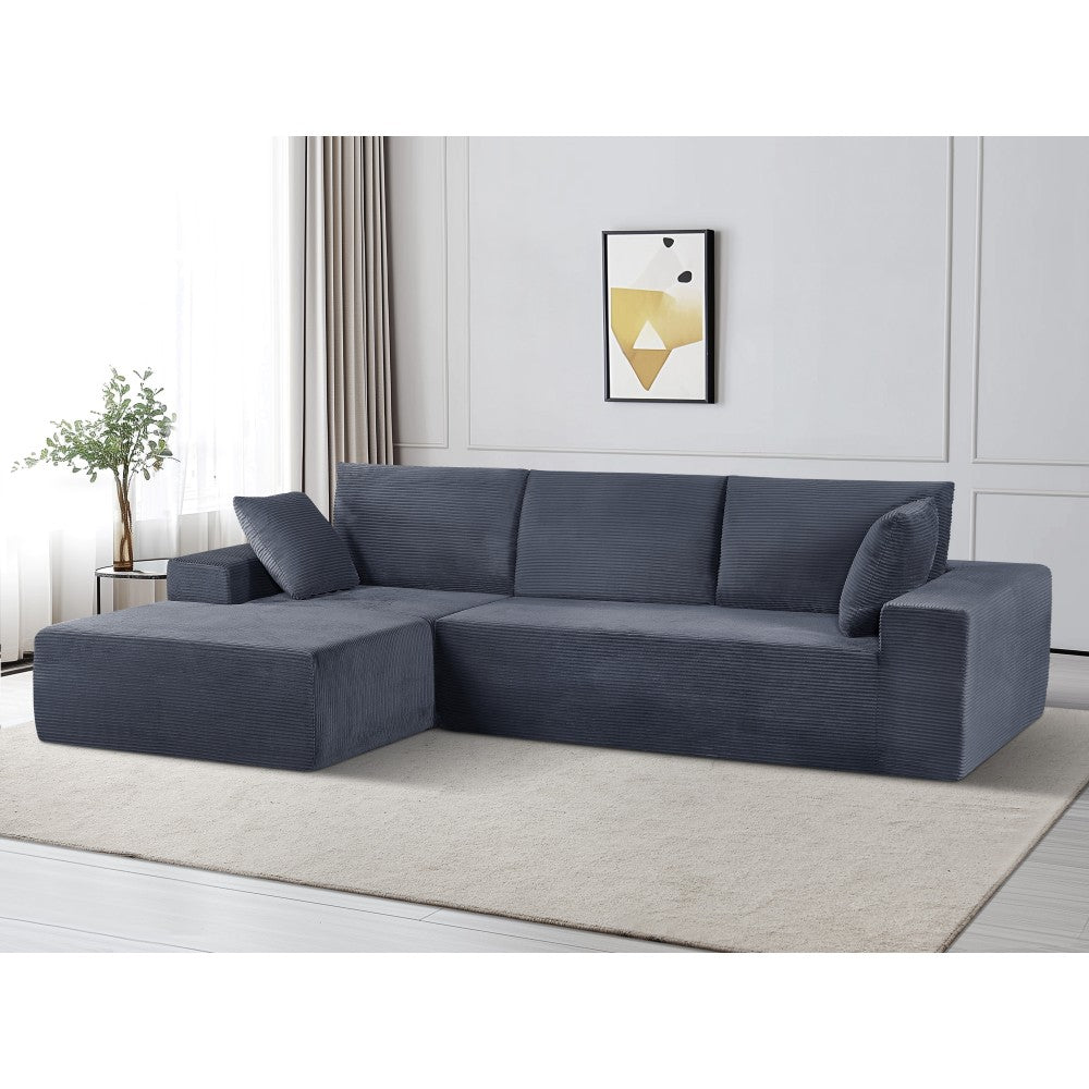 CozyForm Convertible Sectional Sofa in Soft Corduroy, Modern Comfy Couch with Full Foam Cushioning, Cozy Sleeper Sectional for Living Room, Bedroom, No Assembly Required, Ivory - Right Facing
