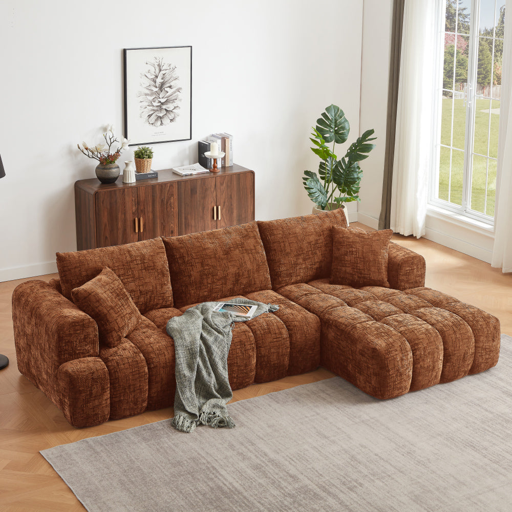 Chenille L-Shape Luxury Sectional Oversized Sofa,Mnimalist Design,Comfy Sleeper Couch for Living Room,Apartment&Reception Spaces,No Assembly Required