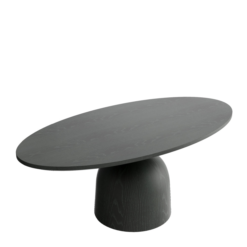Modern Center Solid Wood Coffee Table Black Long Side Table 43" with Small Pedestal For Living Room & Any Small Space, Cafe Bedroom Office