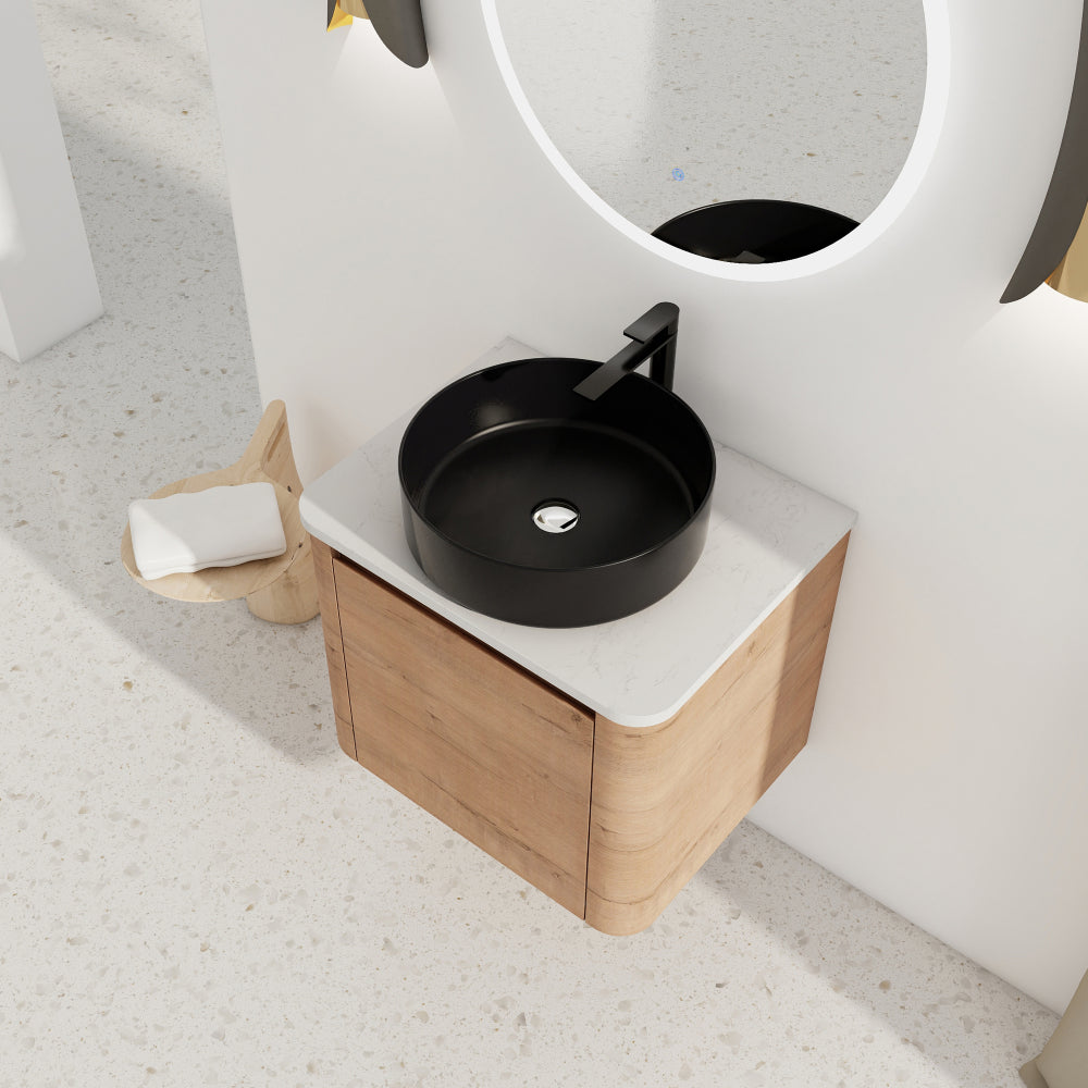 42'' Wall-Mounted Bathroom Vanity With Ceramic Art Sink, and 1-Storage Shelves, 2-Soft-Close Door, KD-Packing, Plywood