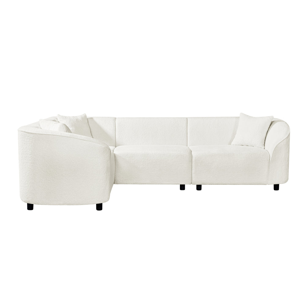 104" L-Shaped Curved Contemporary Sectional Sofa in Beige: Plush 4-Seater, Sculptural Design & Premium Bouclé Upholstery – Modern Luxury for Spacious Living