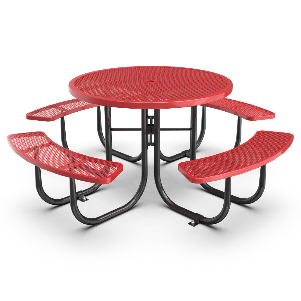 46-Inch Blue Square Picnic Table with Umbrella Hole