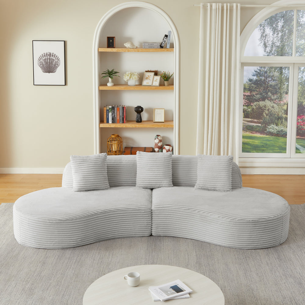 Contemporary Corduroy Compressed Upholstered Curved Sectional Sofa with Scatter Cushions-No assembly required,Upholstered Oversized Couches for Living Room,Apartment
