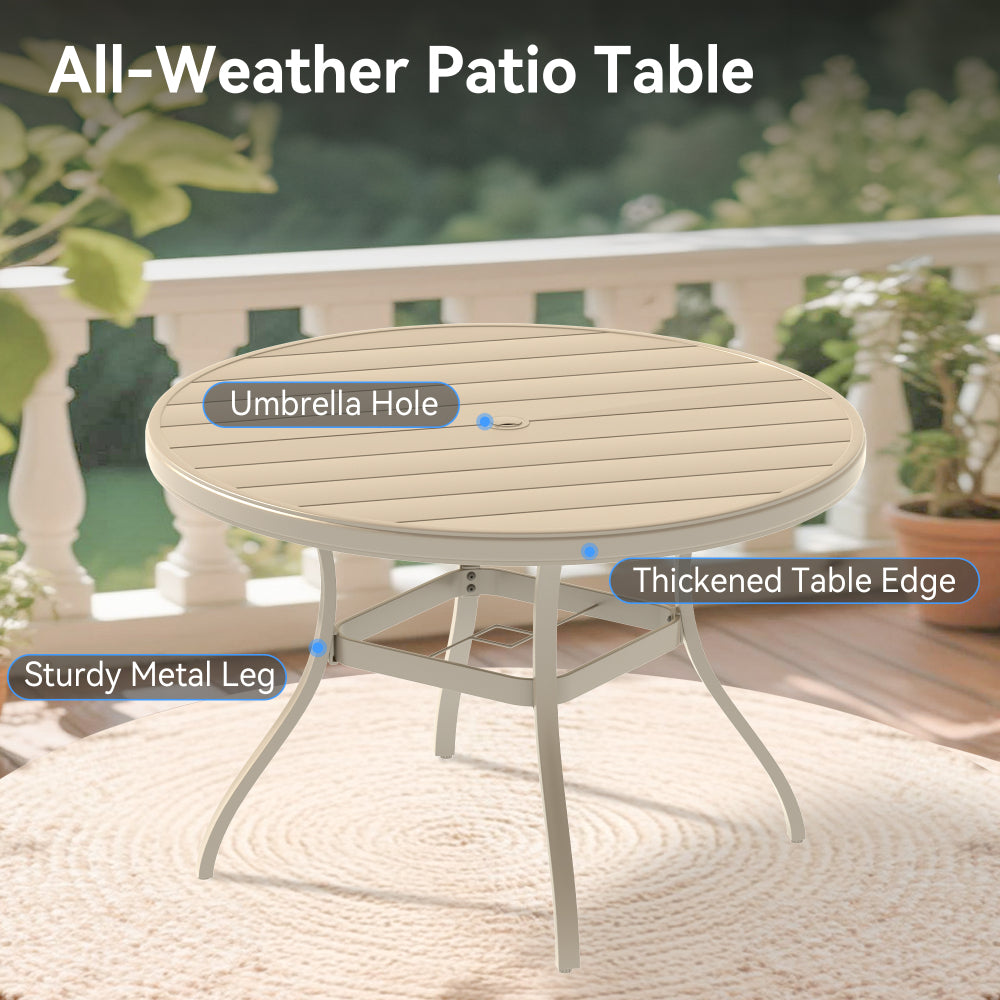 5 Pieces Outdoor Patio Dining Set, 4 Stackable Metal Dining Chairs and 40.6" Round Metal Dining Table, Outdoor Table and Chairs for Lawn Garden Backyard Deck
