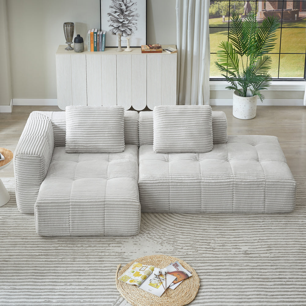L-Shape Modular Compressed Couch,Cloud Sectional Sofa with Chaise Lounge,No assembly required,Upholstered Oversized Couches for Living Room,Apartment