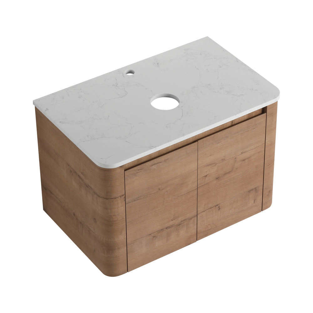 42'' Wall-Mounted Bathroom Vanity With Ceramic Art Sink, and 1-Storage Shelves, 2-Soft-Close Door, KD-Packing, Plywood