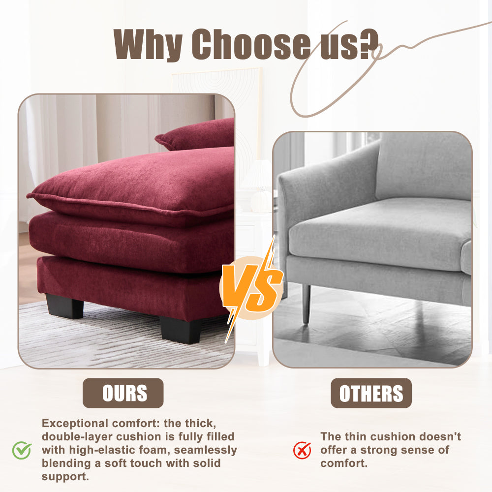 UNITED WE WIN U Shaped Cloud Couch, 110" Chenille Comfy 4 Seat Sectional Couches for Living Room, Modular Sofa Sleeper with Double Chaise & Memory Foam for Apartment