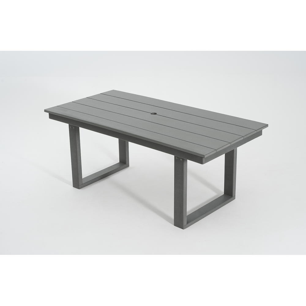 5-Piece All-Weather HDPE Outdoor Patio Dining Set '69' Rectangular Table with Umbrella Hole & 4 Chairs for Patio, Backyard, Garden, Poolside Gray