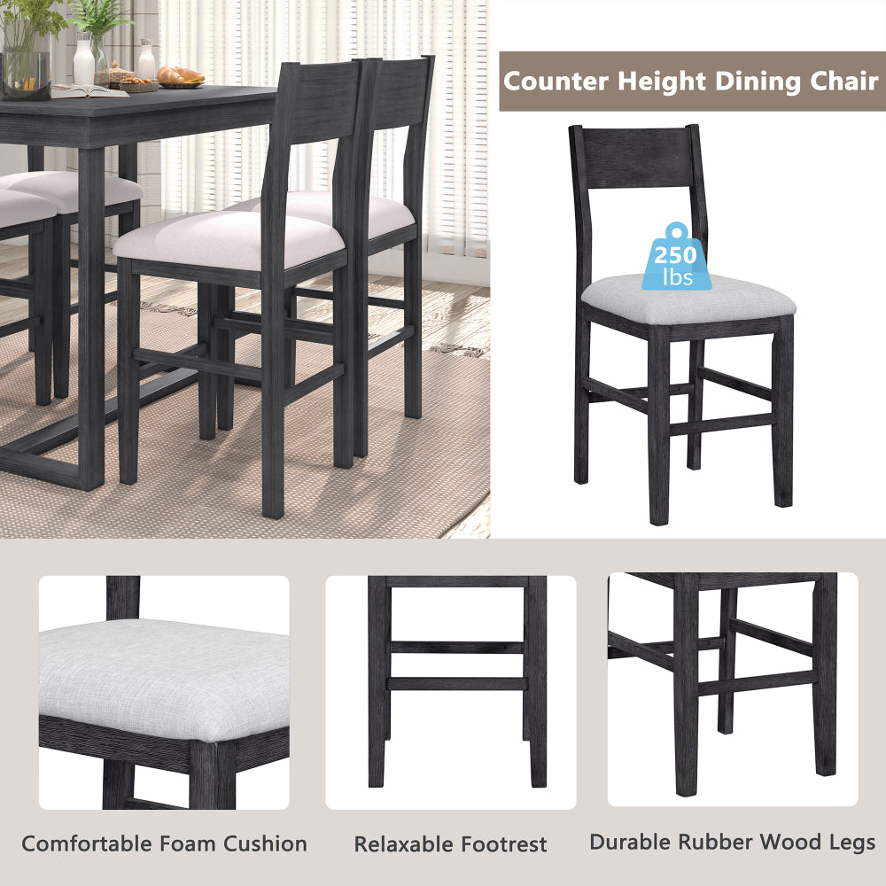 TOPMAX Farmhouse Counter Height 5-Piece Dining Table Set with 1 Rectangular Dining Table and 4 Dining Chairs for Small Places,Gray (old sku: SP000230AAE)