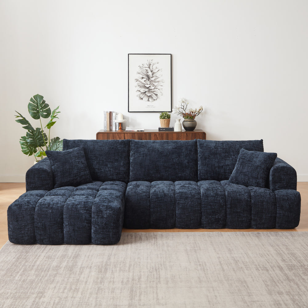 Chenille L-Shape Luxury Sectional Oversized Sofa,Mnimalist Design,Comfy Sleeper Couch for Living Room,Apartment&Reception Spaces,No Assembly Required