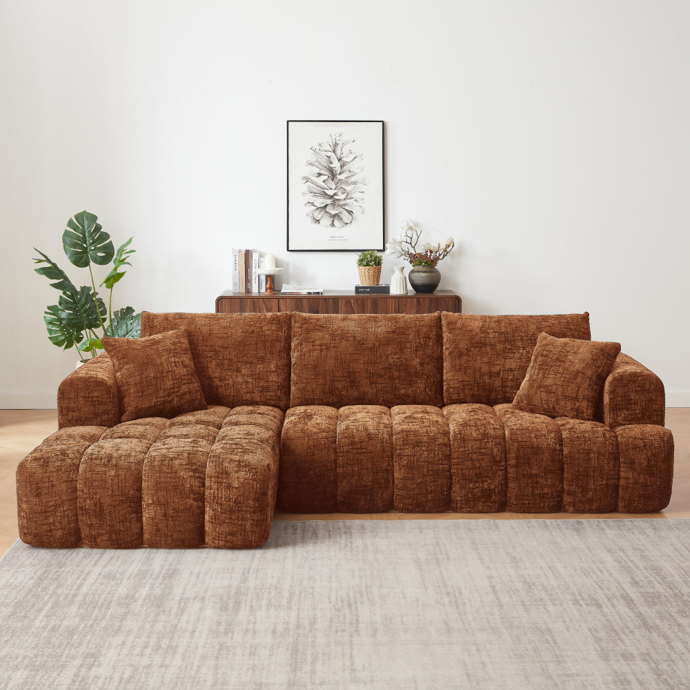 Chenille L-Shape Luxury Sectional Oversized Sofa,Mnimalist Design,Comfy Sleeper Couch for Living Room,Apartment&Reception Spaces,No Assembly Required