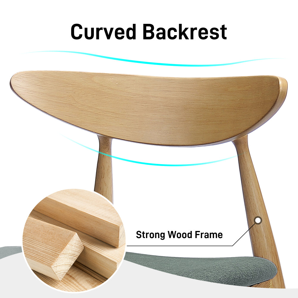 5-Piece Dining Set, 1 Table + 4 Chairs, Rubberwood Frame, Ergonomic Chairs & Faux Wood Table, Natural+Grey+White Oak