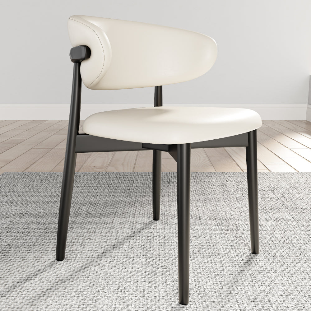 Leather Upholstered Dining Chairs Set Of 2, Armless Side Chair With Backrest - Black & White