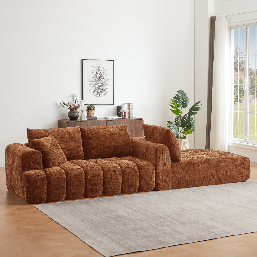 Chenille L-Shape Luxury Sectional Oversized Sofa,Mnimalist Design,Comfy Sleeper Couch for Living Room,Apartment&Reception Spaces,No Assembly Required