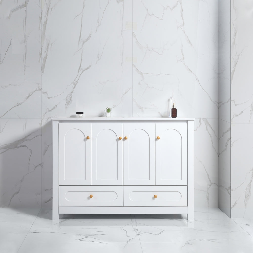 48" black Bathroom Vanity with Ceramic Sink Combo, Abundant Storage Cabinet -4 Soft close doors and 2drawers