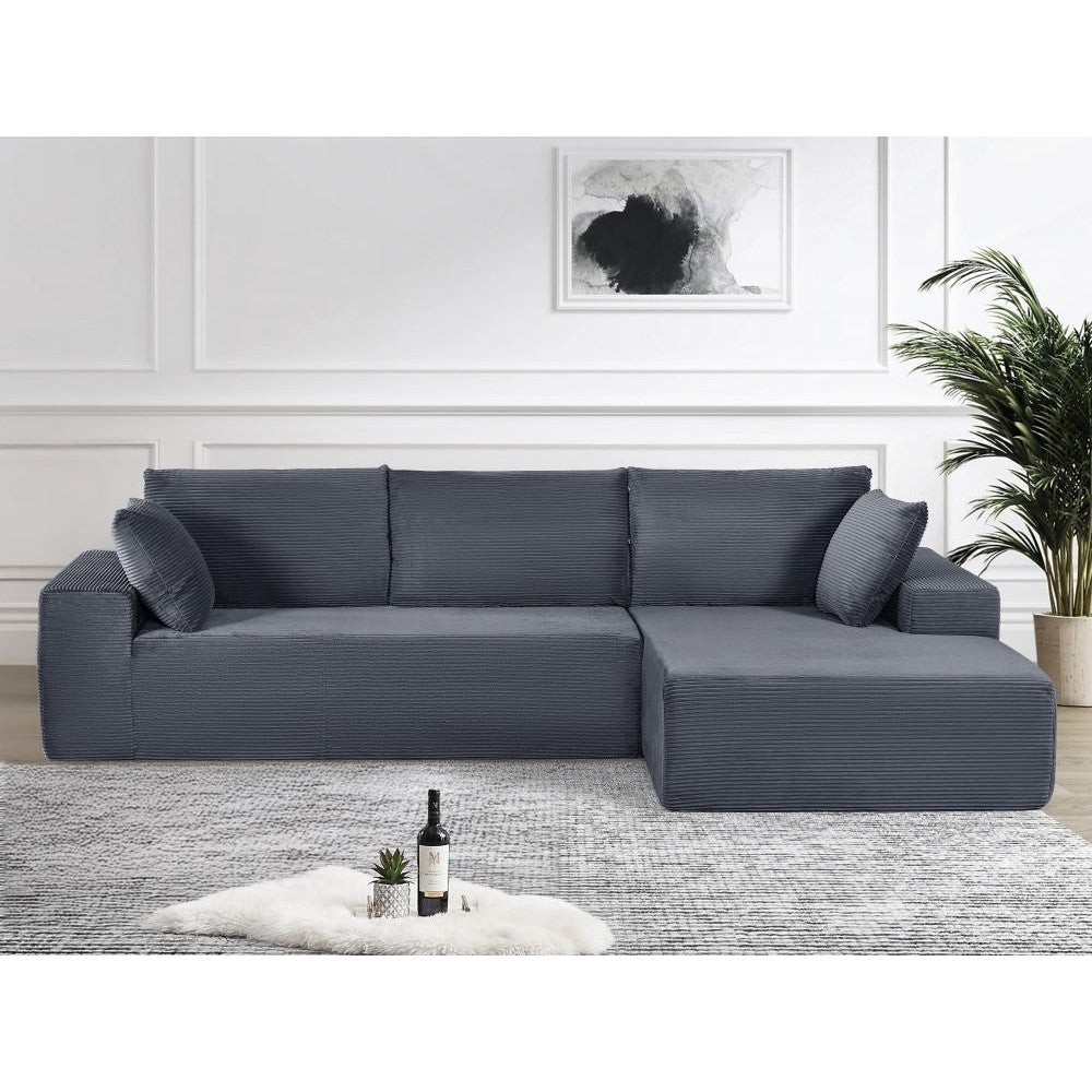 CozyForm Convertible Sectional Sofa in Soft Corduroy, Modern Comfy Couch with Full Foam Cushioning, Cozy Sleeper Sectional for Living Room, Bedroom, No Assembly Required, Ivory - Right Facing