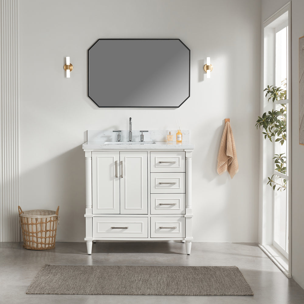 Fully Assembled 48'' Freestanding Single Bathroom Vanity with 2 Free Handle Sets