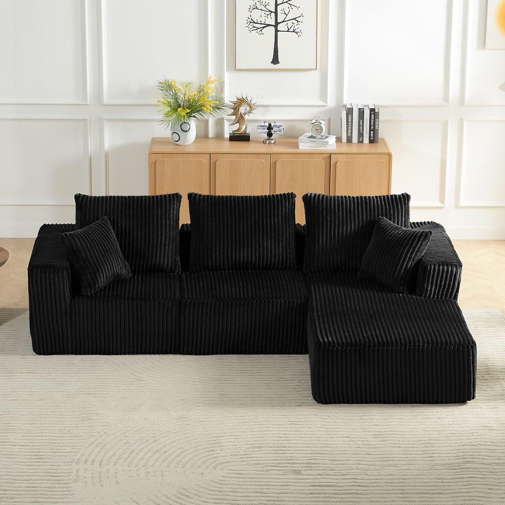 Modular Sectional Sofa, Modern Corduroy Cloud Couch with Deep Seat, Upholstered 4-Seater Sofa for Living Room, No Assembly Required
