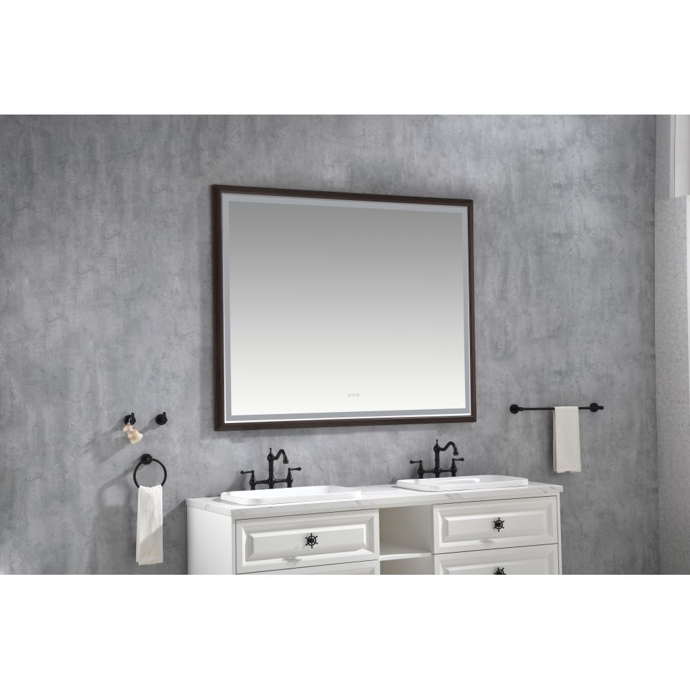 72 x 48 Inch LED Bathroom Mirror with Aluminum Frame, Wall Mounted Vanity Mirror, Anti-Fog, Memory, 3 Colors, Stepless Dimmable