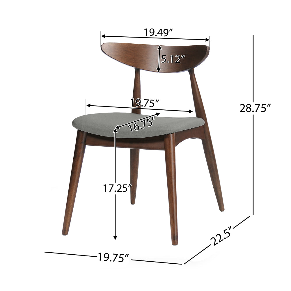 5-Piece Dining Table Set, 1 Table 4 Chairs, Rubberwood Frame, Ergonomic Backrest, Soft Cushioned Chairs, Walnut + Light Gray