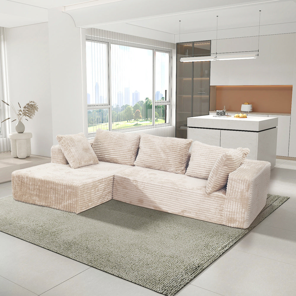 Cloud Sectional Couch with L-Shape Chaise,Modern Modular Sofa with Deep Seat, Upholstered Couches for Living Room Bedroom,No Assembly Required, Black (Plush Corduroy Fabric)