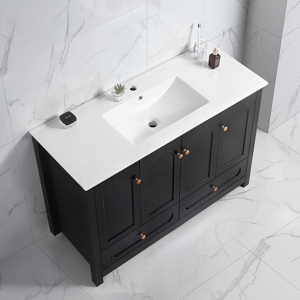 48" black Bathroom Vanity with Ceramic Sink Combo, Abundant Storage Cabinet -4 Soft close doors and 2drawers