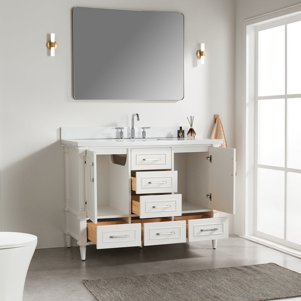 Fully Assembled 48'' Freestanding Single Bathroom Vanity with 2 Free Handle Sets
