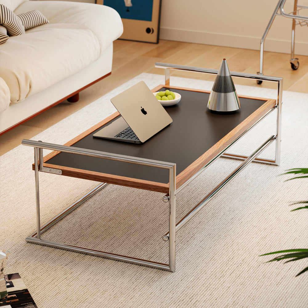 Rio coffee table Bauhaus living room small apartment tea table designer retro solid wood stainless steel tea table coffee table
