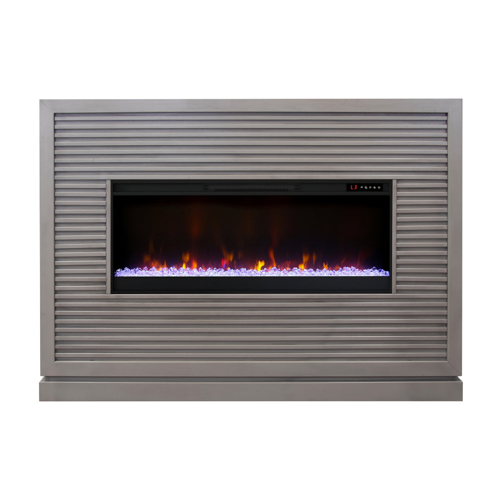 Riviera 64 inch Fireplace Mantel, Minimal Assembly, Solid Wood, Sandstone Finish