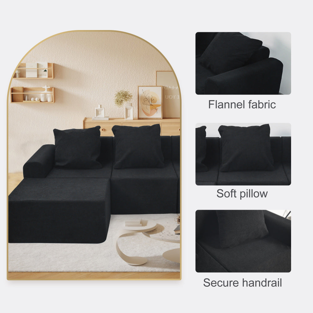 Convertible Modular Sectional Sofa Set Popular Microfiber Fabric Compression Sofa
