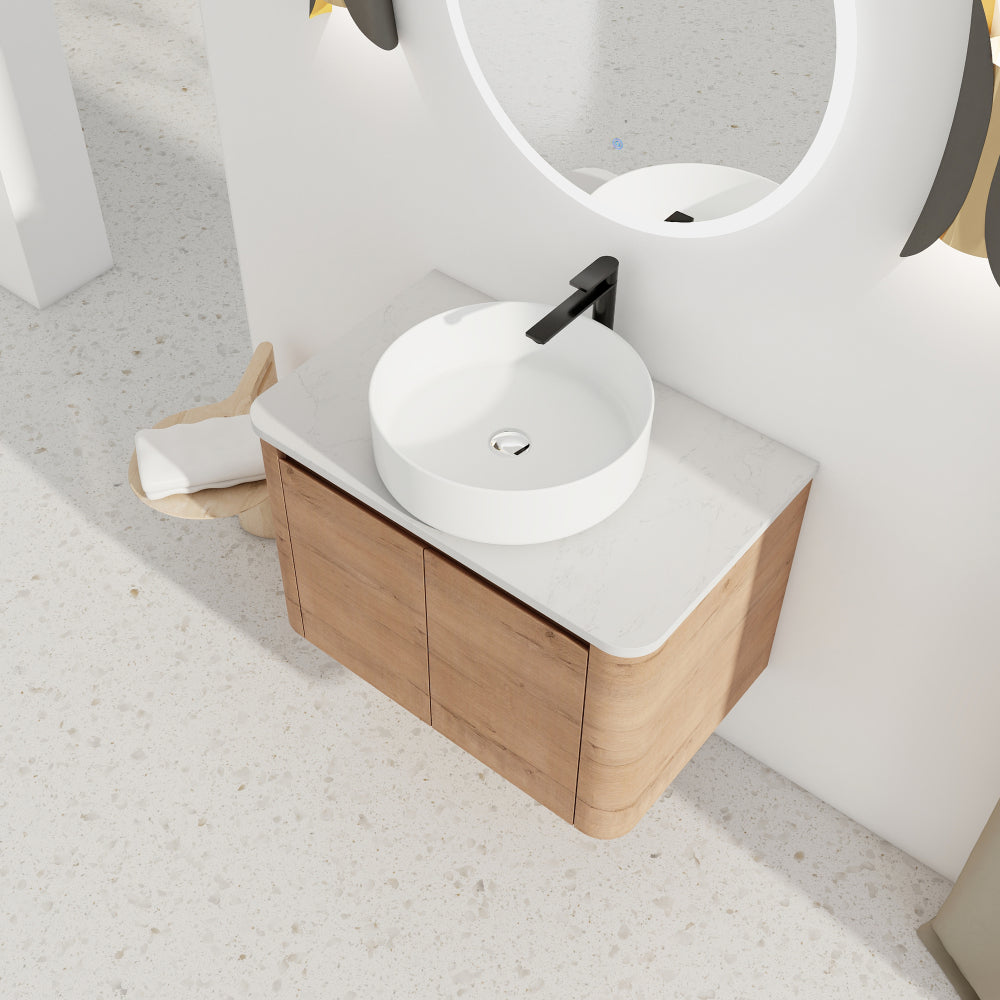 42'' Wall-Mounted Bathroom Vanity With Ceramic Art Sink, and 1-Storage Shelves, 2-Soft-Close Door, KD-Packing, Plywood