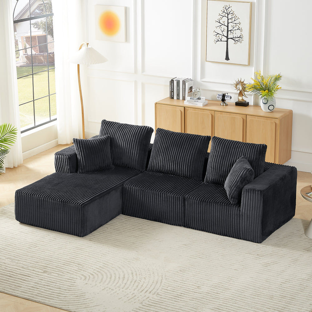 Modular Sectional Sofa, Modern Corduroy Cloud Couch with Deep Seat, Upholstered 4-Seater Sofa for Living Room, No Assembly Required
