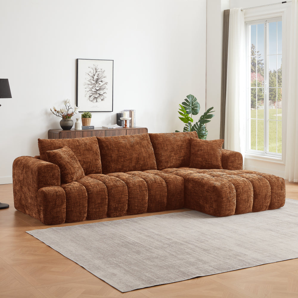 Chenille L-Shape Luxury Sectional Oversized Sofa,Mnimalist Design,Comfy Sleeper Couch for Living Room,Apartment&Reception Spaces,No Assembly Required