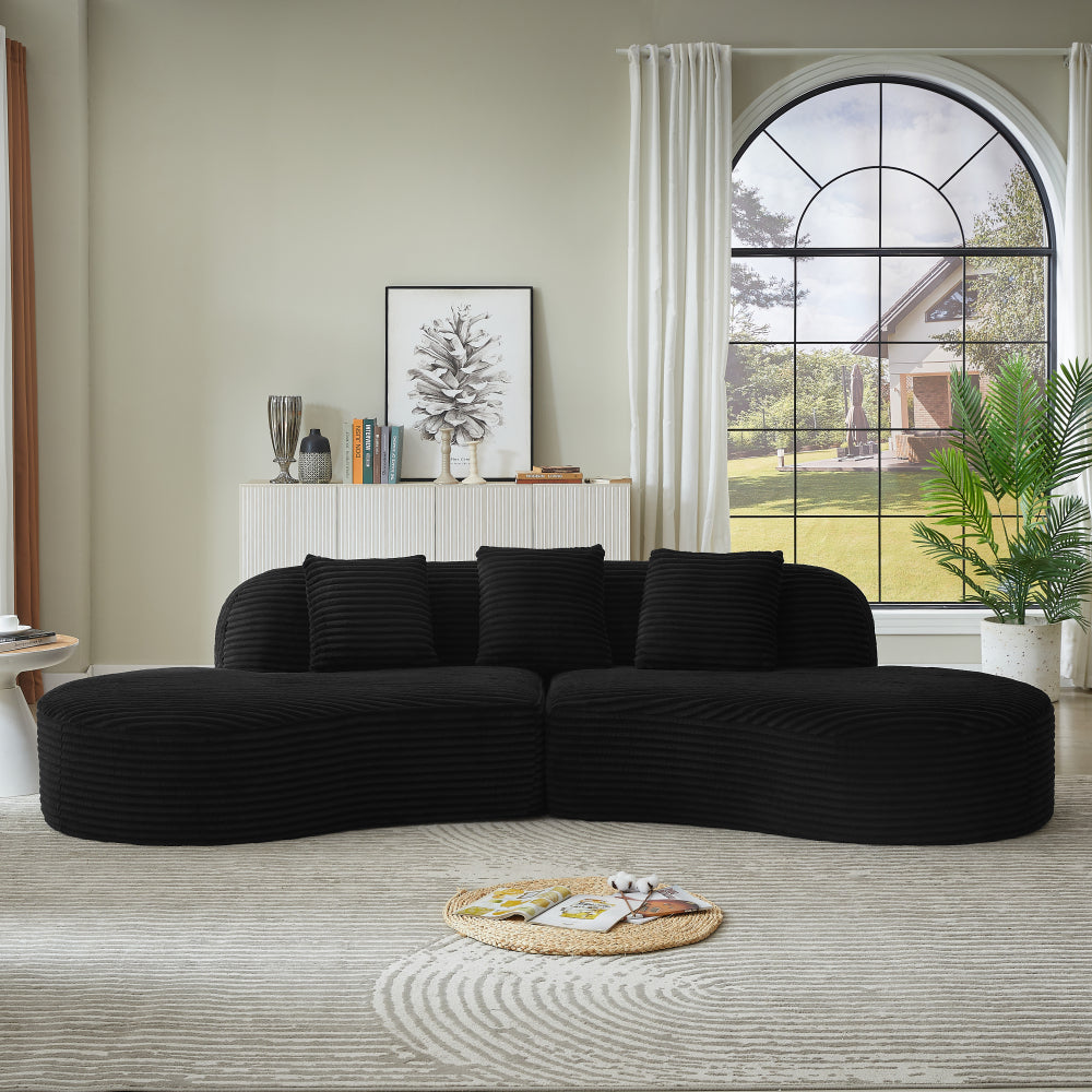 Contemporary Corduroy Compressed Upholstered Curved Sectional Sofa with Scatter Cushions-No assembly required,Upholstered Oversized Couches for Living Room,Apartment